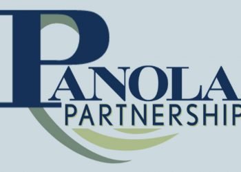 White background with blue and green lettering that says "Panola Partnership"