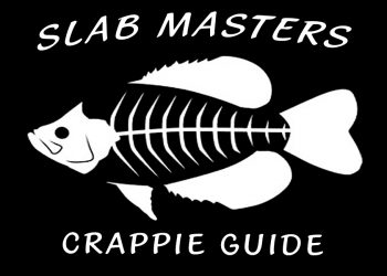 Drawing of a crappie and the words "Slab Masters Crappie Guide" against a black background