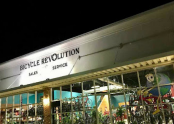 exterior of bicycle revolution in the evening 