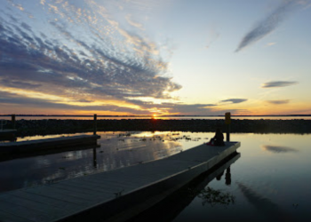 photo of sunset over fanning landing boat ramp