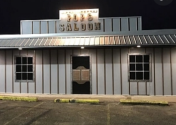 Exterior of Pop's Saloon in the evening 