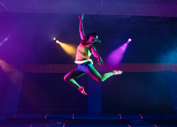 interior of sky zone trampoline park