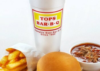 sandwich, fries, side and drink from Tops Bar-B-Q