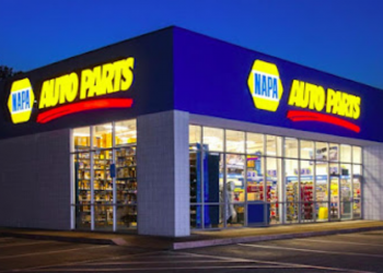 exterior of Napa Autoparts during the evening
